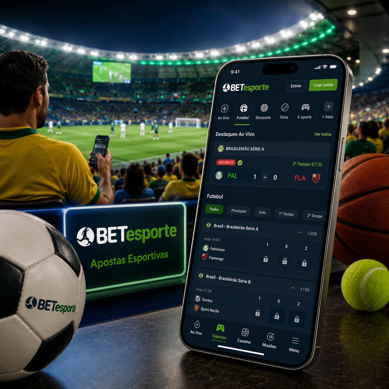 Painel de cotações e esportes no Betesporte